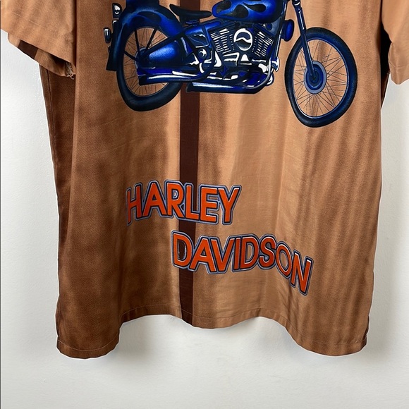 Platinum Silver Men's XL Short Sleeve Button Down Harley-Davidson Print on Shirt - Picture 6 of 8